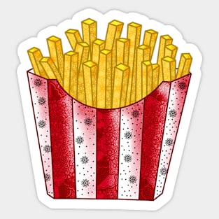 French Fries Mandala Red and White Sticker